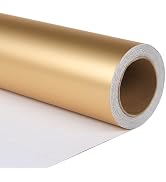 ZINTBIAL Metallic Gold Wrapping Paper Roll with Cut Lines - Solid Gold Holiday Gift Wrap for Hall...