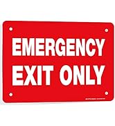 iSYFIX Emergency Exit Only Signs – 1 Pack 10x7 Inch – 100% Rust Free .040 Aluminum Signs, Laminat...