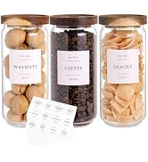 3 Set Glass Pantry Storage Jars with Acacia Airtight Lid - 35oz Thicken Glass Kitchen Canisters w...