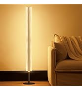 NUÜR LED Floor Lamp, Cylindrical Frosted Design, Dimmable Standing Lamp with Remote Control, Step...