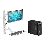 MED10 Medical Monitor Wall Mount with Folding Keyboard Tray and Mouse Pad | Scanner Holder | Heav...