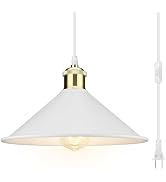 LYOOWNG Plug in Pendant Light, Bigger Hanging Lights with Plug in Cord On/Off Switch, 13FT Indust...