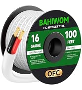 BAHIWOM 16 Gauge 100FT Speaker Wire OFC CL2 Rated Speaker Cable Polarity Mark 2 Conductors for In...
