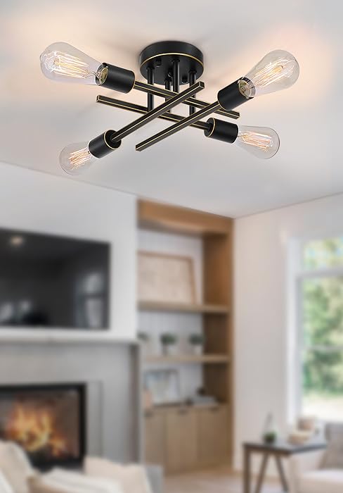 matte black gold edge ceiling lamp