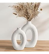 LE TAUCI Ceramic Vases Set of 2, 10.5” & 8.5” Hollow Donut Flower Vases, Nordic Decor Decorative ...