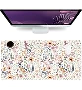 Flower Large Mouse Pad, Floral Desk Matt for Desktop, PU Leather Waterproof Desk Pad, Computer PC...