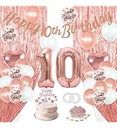 10th Birthday Decorations for Girl,Retro Rose Gold Girls Birthday Party Supplies Include 10th Bir...