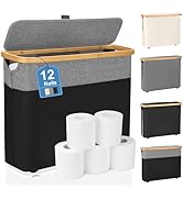 TACGEA Toilet Paper Storage Basket, Toilet Paper Container with Lid, Bathroom Organizer Hold up t...