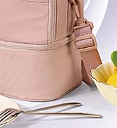 NISHEL Lunch Bag for Women, Insulated Two Separate Compartments Lunch Box with Adjustable Shoulde...