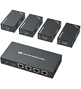 PWAYTEK HDMI Extender Splitter 1x4 1080P@60Hz Over Cat 5E/6/7 Ethernet Cable 50m (165ft) Support ...