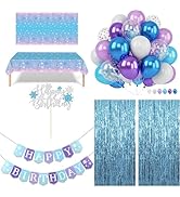 BAHABY 55 Pcs Frozen Birthday Party Decorations Frozen Party Supplies, Snowflake Happy Birthday B...