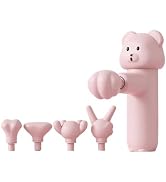 Mini Massage Gun with Bear Design, 5 Interchangeable Heads, 4-Speed Regulation, Deep Tissue Percu...
