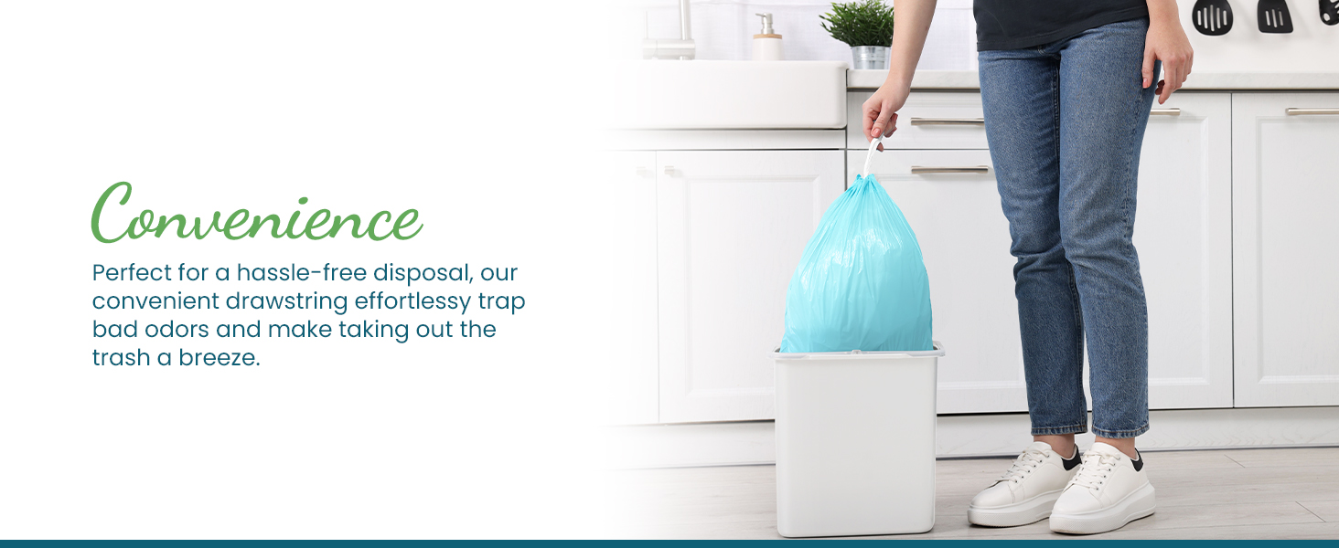 Hassle-free disposable convenient drawstring