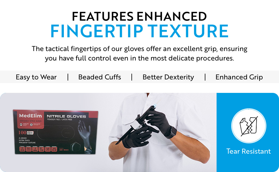 Disposable Nitrile Industrial Gloves: 5 Mil Latex & Powder-Free Textured Food-Safe