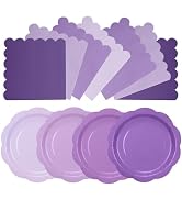 CENLBJ 96Pcs Purple Plates and Napkins Party Supplies|48pcs 9inch Scalloped Gradient Plates & 48p...