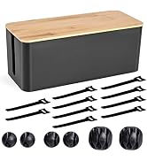 Cable Management Box - Wooden Style Cord Organizer Box to Hide Wires & Power Strips | Desk Comput...