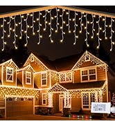 Lomotech Christmas Icicle Lights - 32Ft 8 Modes Waterproof Christmas Lights Connectable with Time...