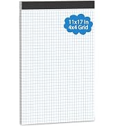 Large Graph Paper Pad 11 x 17, Grid Paper, 4x4 Graph Ruled, Blueprint Quadrille Pad, 30 Sheets En...