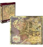 AQUARIUS Lord of the Rings 1000 Piece Jigsaw Puzzle, Heat Stamp Middle Earth Map Artwork for Adul...