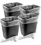 Space-Saving Trash Can and 4 Gal. Leak-Proof Liners Combo 4Pk. Small Black Plastic Wastebasket an...