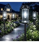 DERAYSION Solar Pathway Lights Outdoor, 8 Pack LED Solar Garden Lights, 21-Inch Waterproof Auto O...