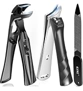 Nail Clippers for Men Thick Nails 3PCS | Angled Head Toenail Clipper with Catcher for Seniors, Sh...