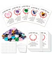 WenmthG 60 Sets Heart-Shaped Stones Pocket Hug Token Bulk Gift Card for Women Men - Valentines Da...