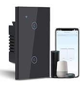 BSEED Smart Light Switch, 2 Gang WiFi Alexa Light Switch with Remote APP Control and Timing Funct...