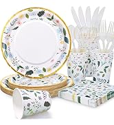 Gudvilla Wildflower Baby Shower Decorations-168PCS Tea Party Decorations includes Floral Paper Pl...