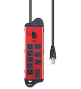 OSKOS 8-Outlet Workshop Surge Protector with 6-ft Power Cord, 1780 Joules, 15A/1800W, Wall-Mounta...