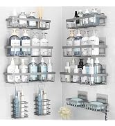 Liuoud 10 Pack Shower Caddy Organizer Rack Shelf for Inside Shower, Self Adhesive Wall Storage Ba...