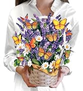 Freshcut Paper Pop Up Cards, Lavender & Butterflies, 12 Inch Life Sized Forever Flower Bouquet 3D...