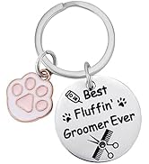 PLwelth Dog Groomer Keychain for Women Men Pet Lovers Cute Paw Pendant Keyring Puppy Hairdresser ...