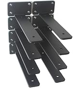 8 Pack - 8 inch Black Hidden L Shelf Bracket (1/5 Inch Thicked) Iron Shelf Brackets, Metal Shelf ...