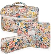 Makeup Bag Set, Quilted Makeup Bag, Large Floral Cosmetic Bag for Women, Cute Cotton Makeup Bags,...