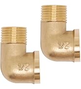 GDFYMI 2pcs Brass Pipe Fitting 90 Degree Elbow 1/2" NPT Male to 1/2" NPT Female Pipe Fittings