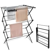 YUBELLES 3 Tiers Extendable Clothes Drying Rack, Vertical Laundry Rack Portable and Collapsible f...
