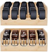 GTI Belt Organizer, 2pcs 5 Compartments Belt Organizer for Closet and Drawer, Bamboo Display Case...