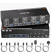 KVM Switch 3 Monitors 4 Computers 8K@60Hz 4K@144Hz, HDMI +2 Displayport Triple Monitor KVM Switch...