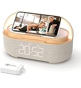 COLSUR Bluetooth Speaker Alarm Clock with Wireless Charger, FM Radio, Adjustable LED Night Light,...