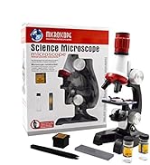 Jiusion Kid Microscope Science Kits, 100X 400X 1200X Trinocular Magnification Beginner Toy Home S...