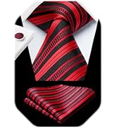 HISDERN Mens Tie Set Classic Woven Ties and Pocket Square Cufflinks Set Formal Business Wedding N...