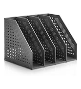 EZWORK Collapsible Magazine File Holder, Desk File Organizer with 4 Vertical Compartments