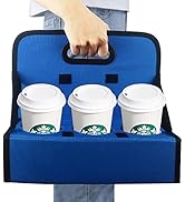 Boczif Cup Caddy Portable Drink Carrier or Cans Reusable, 6-Cup Holder with Handle, Folds Flat, C...
