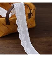 ZNZAKKA Cotton Lace Trim 7 Yards White Eyelet Lace Ribbon Bowknot Embroidery Scalloped Lace for S...