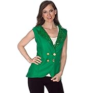 Sunnywood Women's St. Patrick's Day Top Vest, Emerald Green St. Patty's Shirt Outfit, V-Neck Button