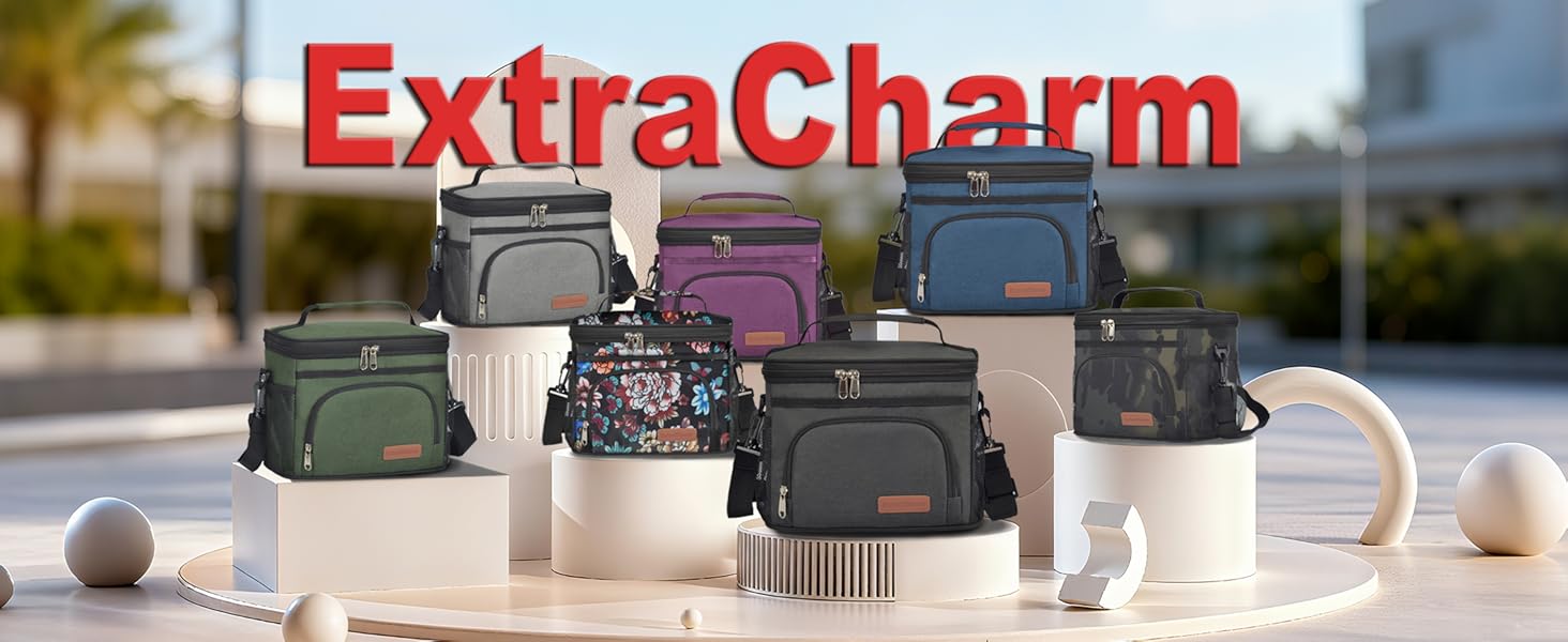 ExtraCharm Insulated Lunch Bag for Women/Men - Reusable Lunch Box for Office Picnic Hiking Beach