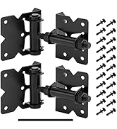 2 Pack Self Closing Gate Hinges for Wooden Fences Heavy Duty Solid Vinyl Fence Gate Closer Hinges...