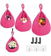 ShellKingdom Wall Hanging Baskets for Kitchen, 3 Pack Boho Handwoven Storage Teardrop Home Decora...