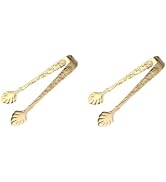 2Pcs Gold Mini Serving Tongs, Vintage Rose Relief Handle Ice Cube Clips Sugar Tongs, Stainless St...
